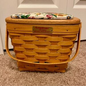 Longaberger Dresden Tour Basket with Floral Lid Signed by 3 Family Members